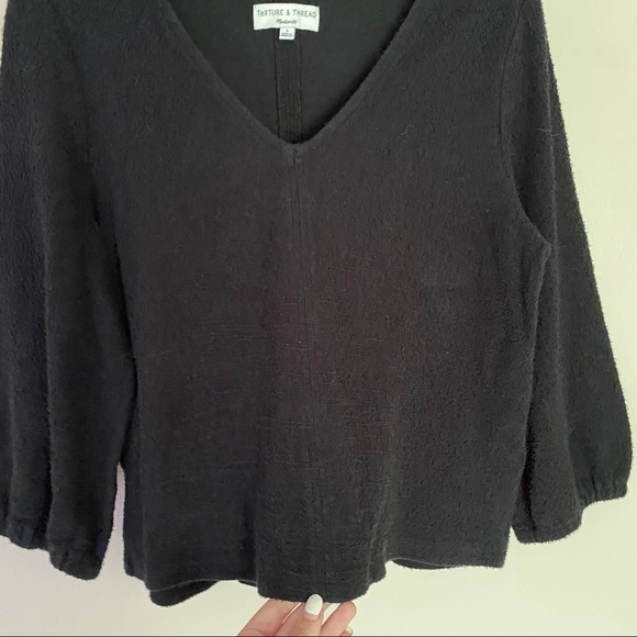 Madewell Texture & Thread Black V-Neck Top - Picture 5 of 7